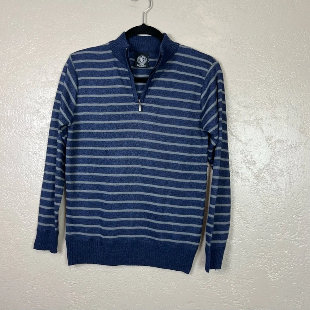 5 for $30 Street rules boy long sleeve 3/4 zip super soft navy blue gray striped